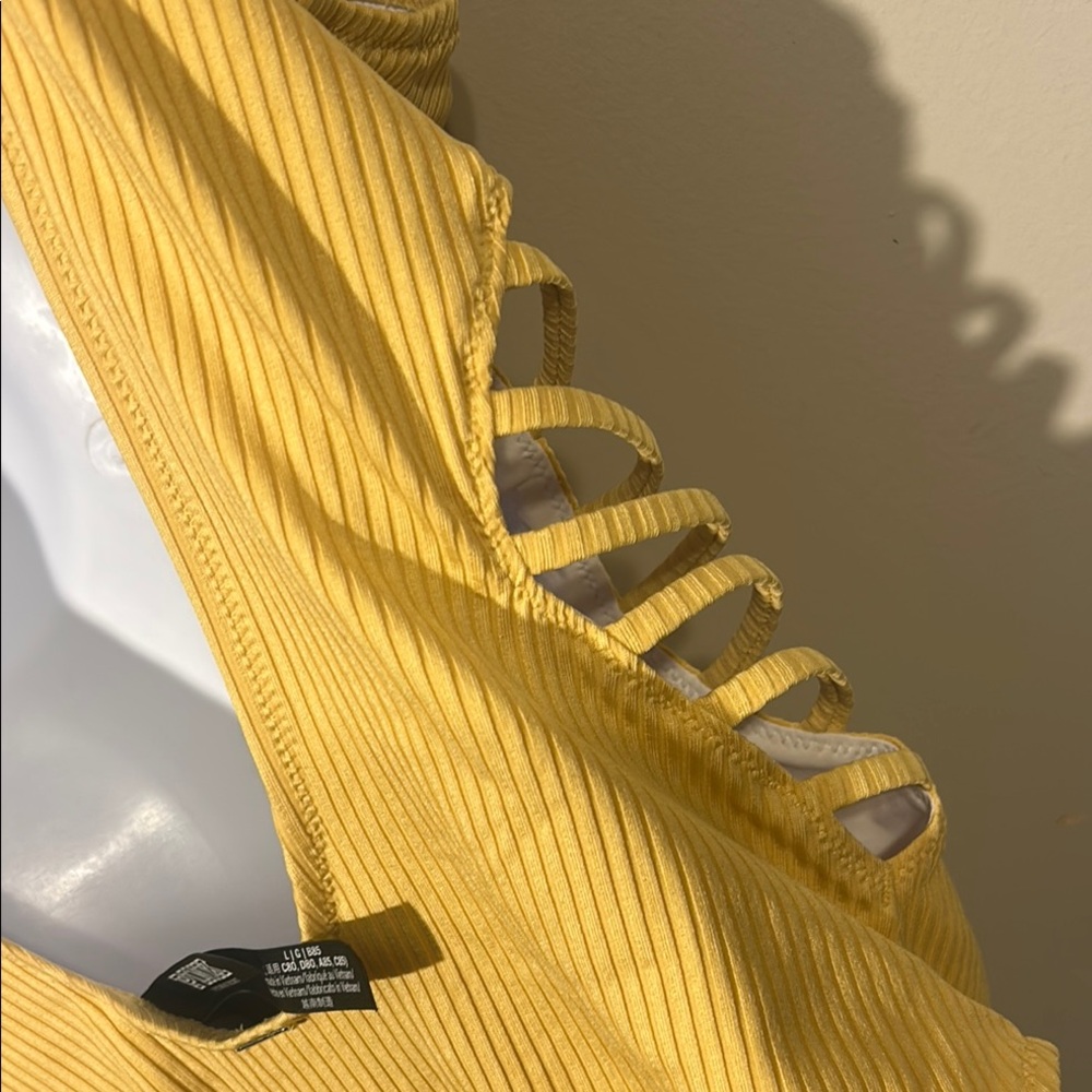 Victoria's Secret Yellow One Piece Swimsuit with Lace-Up Sides - Picture 3 of 5